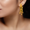 22K Gold Drop Earrings in Meenakari Peacock Feather