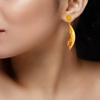 Unique boat shape 22K Gold Drop Earrings In Meenakari Style