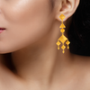 22K gold drop earrings adorned with diamond shaped designs