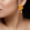 Owl shaped 22K gold earrings with hanging pearls