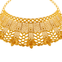 Regal 22K Gold Necklace With Intricate Jali Work And Flower Details