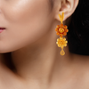 22k unique gold earrings with beautiful floral design 