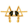 22K gold earrings with a leaf inside a triangular shape and a ball drop 