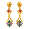 22K gold earrings with a concave shape and gemstones 