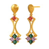 22K gold earrings with a concave shape and gemstones 