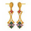 22K gold earrings with a concave shape and gemstones 