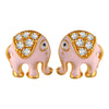 22K gold earrings with pink elephant motifs and stone detailing 