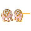 22K gold earrings with pink elephant motifs and stone detailing 