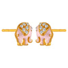 22K gold earrings with pink elephant motifs and stone detailing 