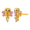 22K gold earrings with animated butterfly design and a stone stud 