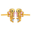 22K gold earrings with animated butterfly design and a stone stud 