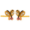 22K gold earrings with stone-embedded butterflies 