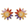 22K gold earrings with rangoli-inspired floral design and vibrant hues 