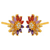 22K gold earrings with rangoli-inspired floral design and vibrant hues 