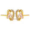 22K gold earrings with peach dolphin motifs in stone-studded hearts 