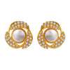 22K gold earrings with stone detailing and pearl center 