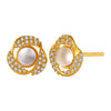 22K gold earrings with stone detailing and pearl center 