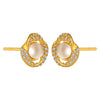 22K gold earrings with stone detailing and pearl center 