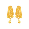 22KT (916) Yellow Gold Dangle Stud Earrings With Fine Leaf Engraving And Ball Drop