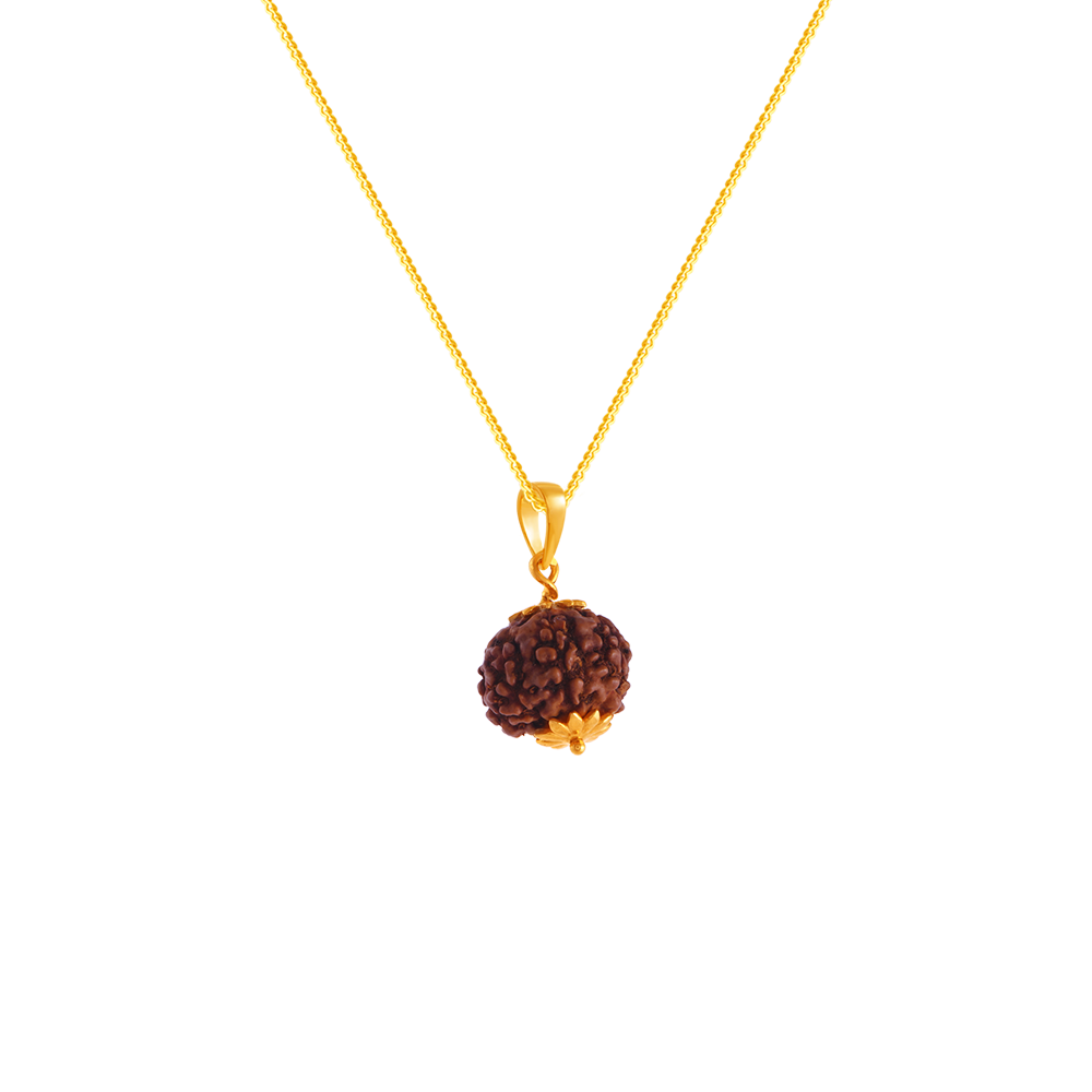 22K Rudraksh Studded Gold Pendant Design