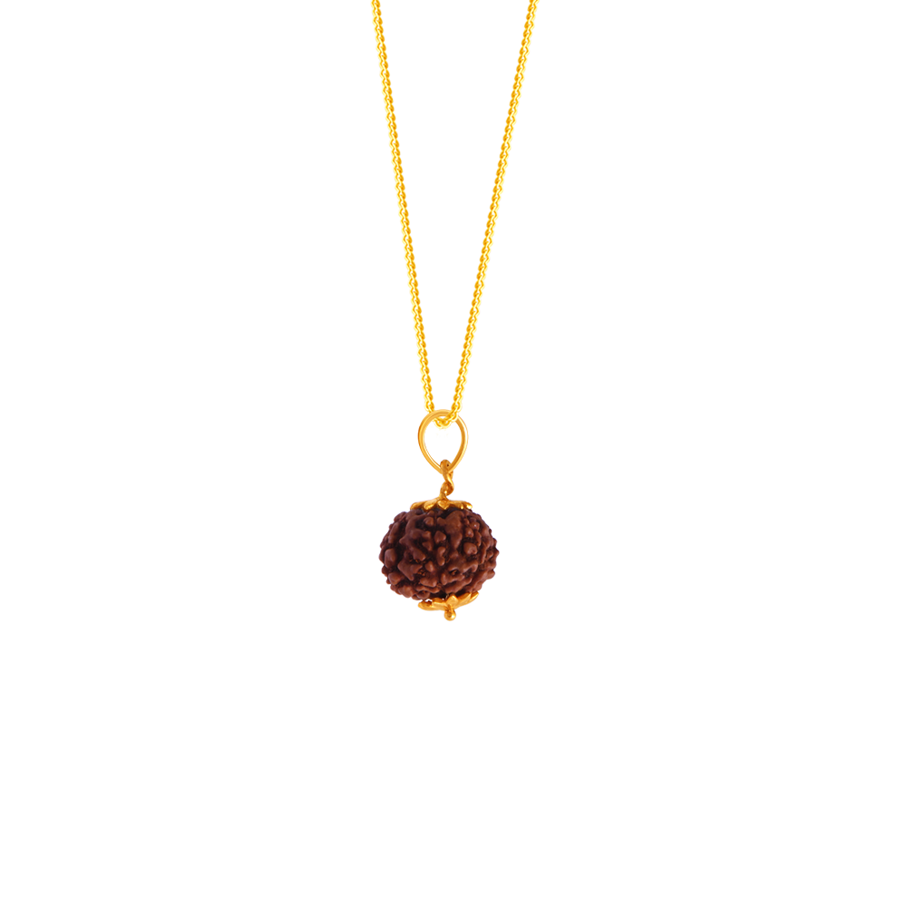 22K Rudraksh Studded Gold Pendant Design