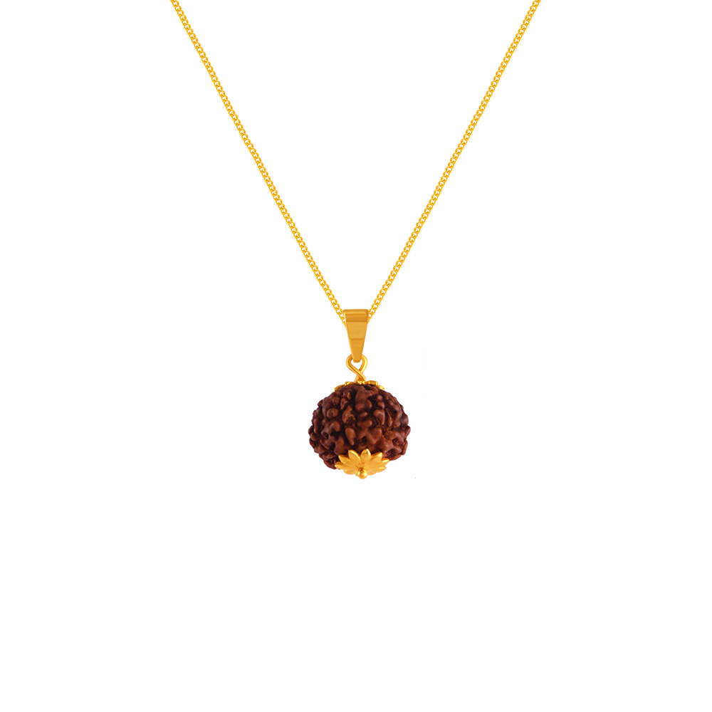 22K Rudraksh Studded Gold Pendant Design