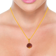 22K Rudraksh Studded Gold Pendant Design