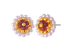 22K Regal Pearl & Red Beads Tushi Gold Stud Earrings