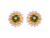 22K Majestic Pearl & Green Beads Tushi Gold Stud Earrings