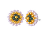 22K Majestic Pearl & Green Beads Tushi Gold Stud Earrings