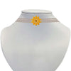 22K Gold Necklace Choker With Floral Pendant And Pearl Chain