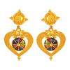 22k Gold Statement Drop Earrings With Enamel And Gold Ball Detailing