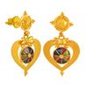 22k Gold Statement Drop Earrings With Enamel And Gold Ball Detailing