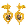 22k Gold Statement Drop Earrings With Enamel And Gold Ball Detailing