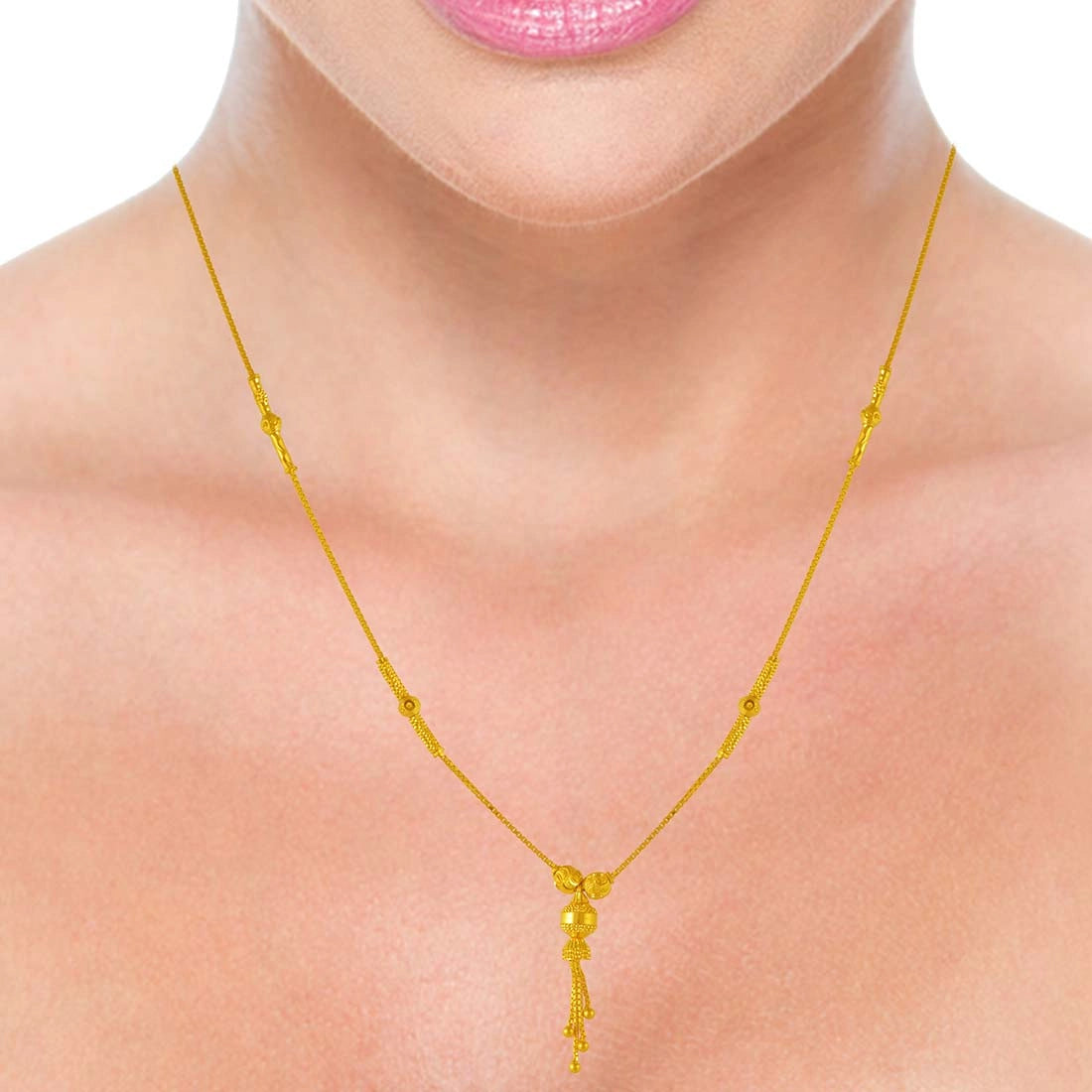 Elegant 22k Gold Indian Pendant Necklace