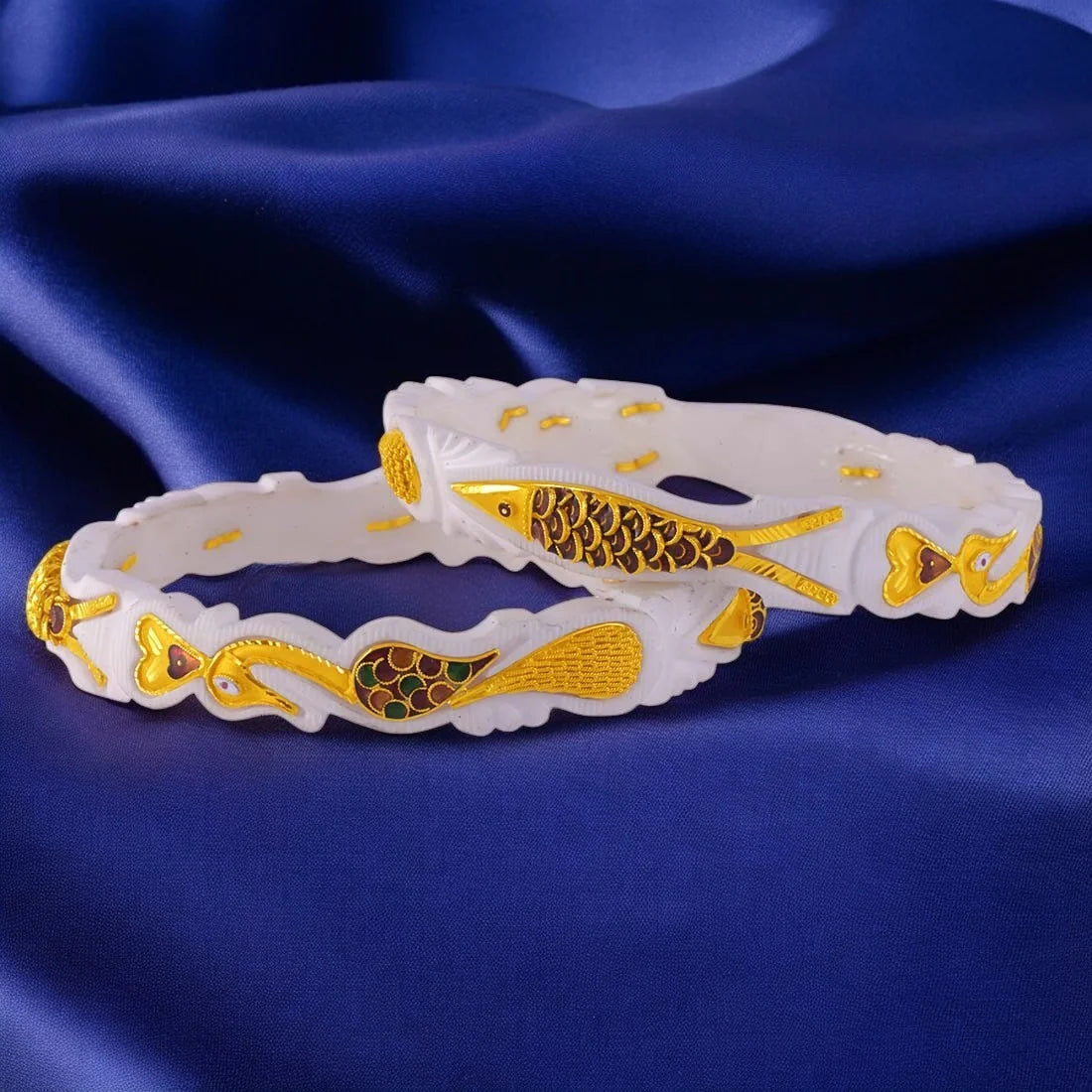 Bengali Shakha Paula Bangles with Gold Fish Motifs| Wedding Collection ...