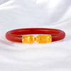 22K Gold Red Lac Pola Bangle With Spherical And Cylindrical Central Element For Women & Girls - 1 Piece