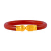 22K Gold Red Lac Pola Bangle With Spherical And Cylindrical Central Element For Women & Girls - 1 Piece