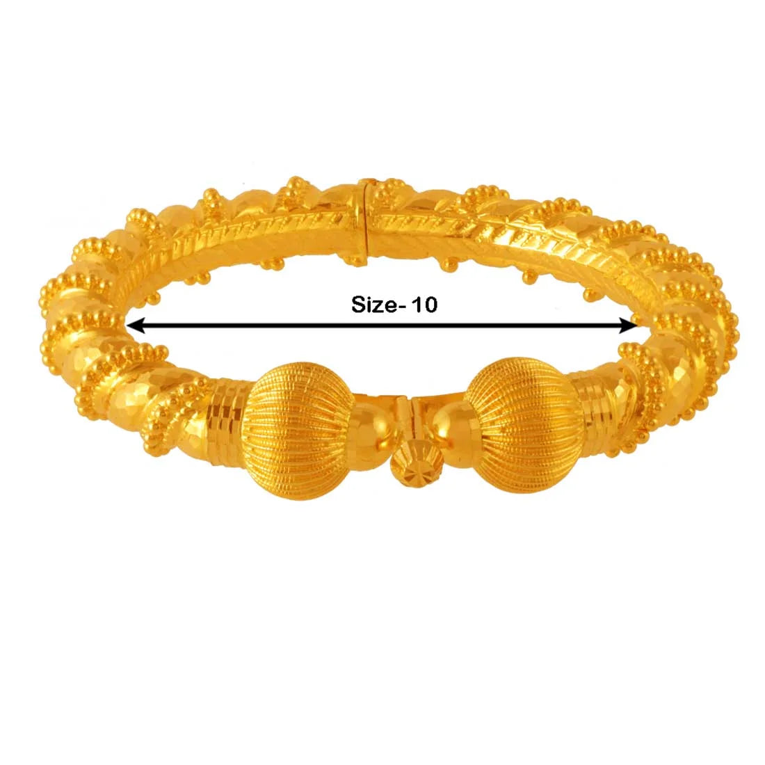 22K Gold Wedding Bangles With Granulated & Beaded Design For Women & Girls