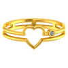 Double-banded 22K gold ring with a heart and a American diamond stud