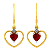 22K Heart Shaped gold earrings with a red stone