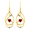 22K Gold earrings with intricate design and red heart shaped stone