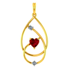 22K Gold pendant with intricate design and red heart shaped stone