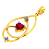 22K Gold pendant with intricate design and red heart shaped stone