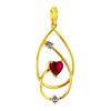 22K Gold pendant with intricate design and red heart shaped stone