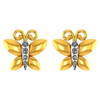 22K Butterfly shaped gold earrings with intricate stone detailing