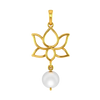 22K Gold pendant with a design of lotus and a pearl hanging in the bottom