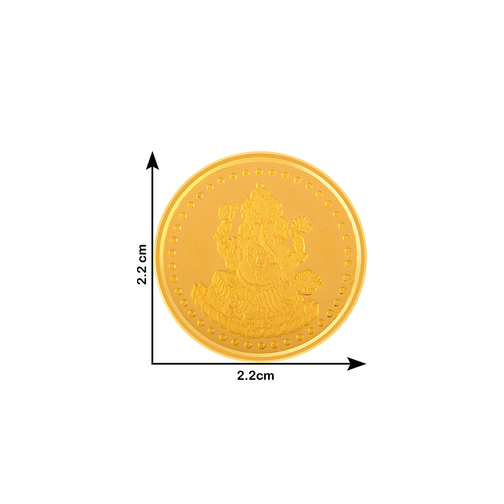 24k (995) 5 gm Ganesh Yellow Gold Coin