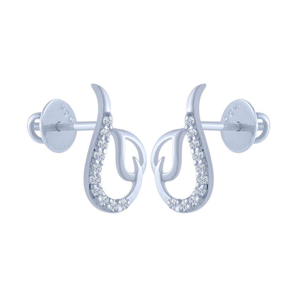 14k (585) White Gold and Diamond Stud Earrings for Women