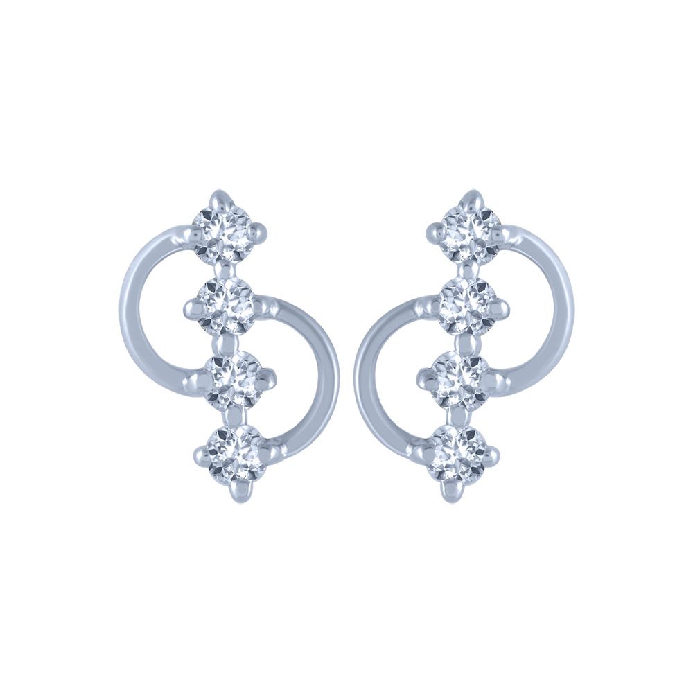 14k (585) White Gold and Diamond Stud Earrings for Women